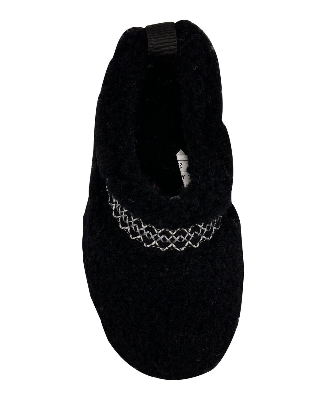 Black women's sheepskin slipper top view