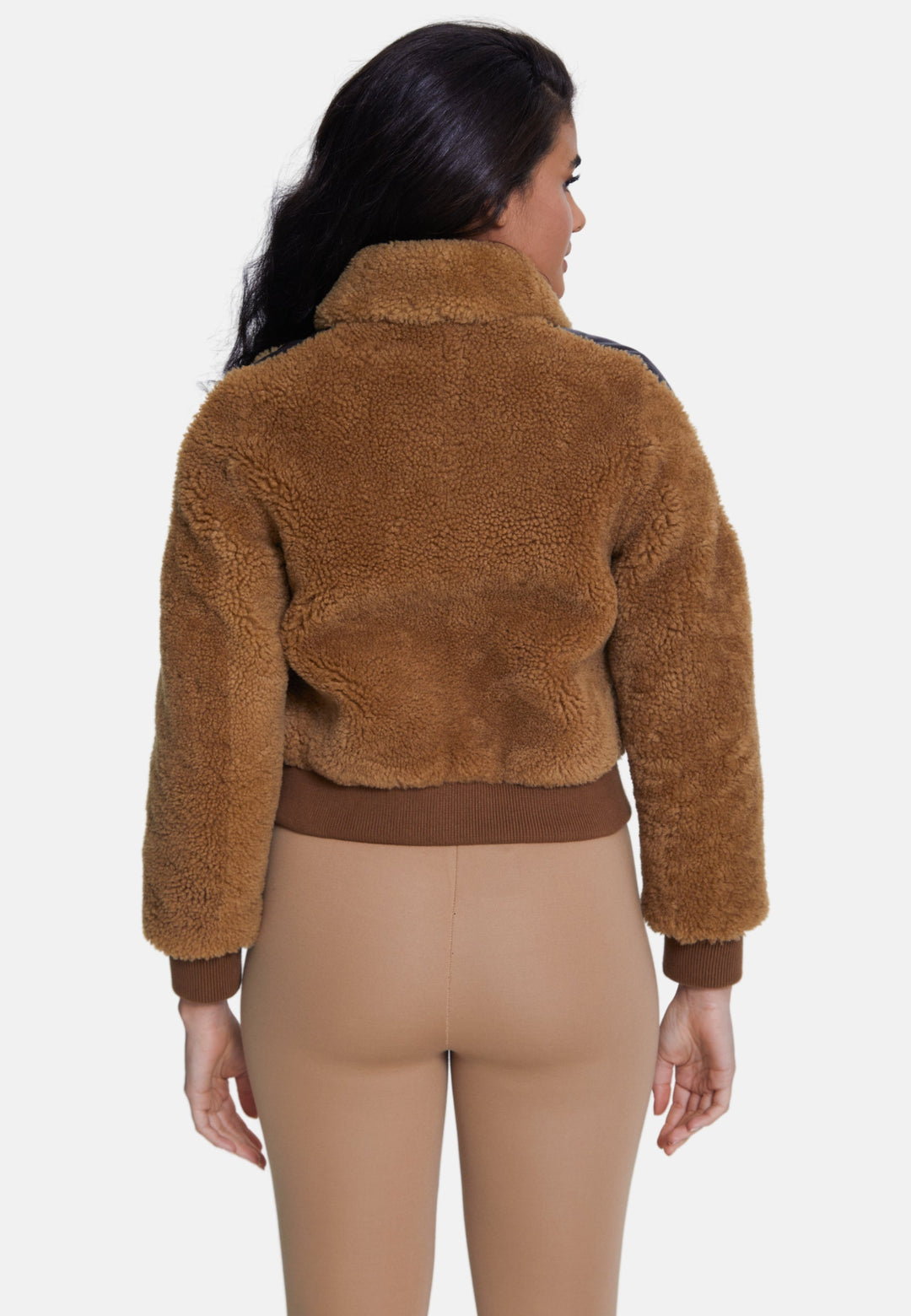 Brown cropped teddy sheepskin jacket