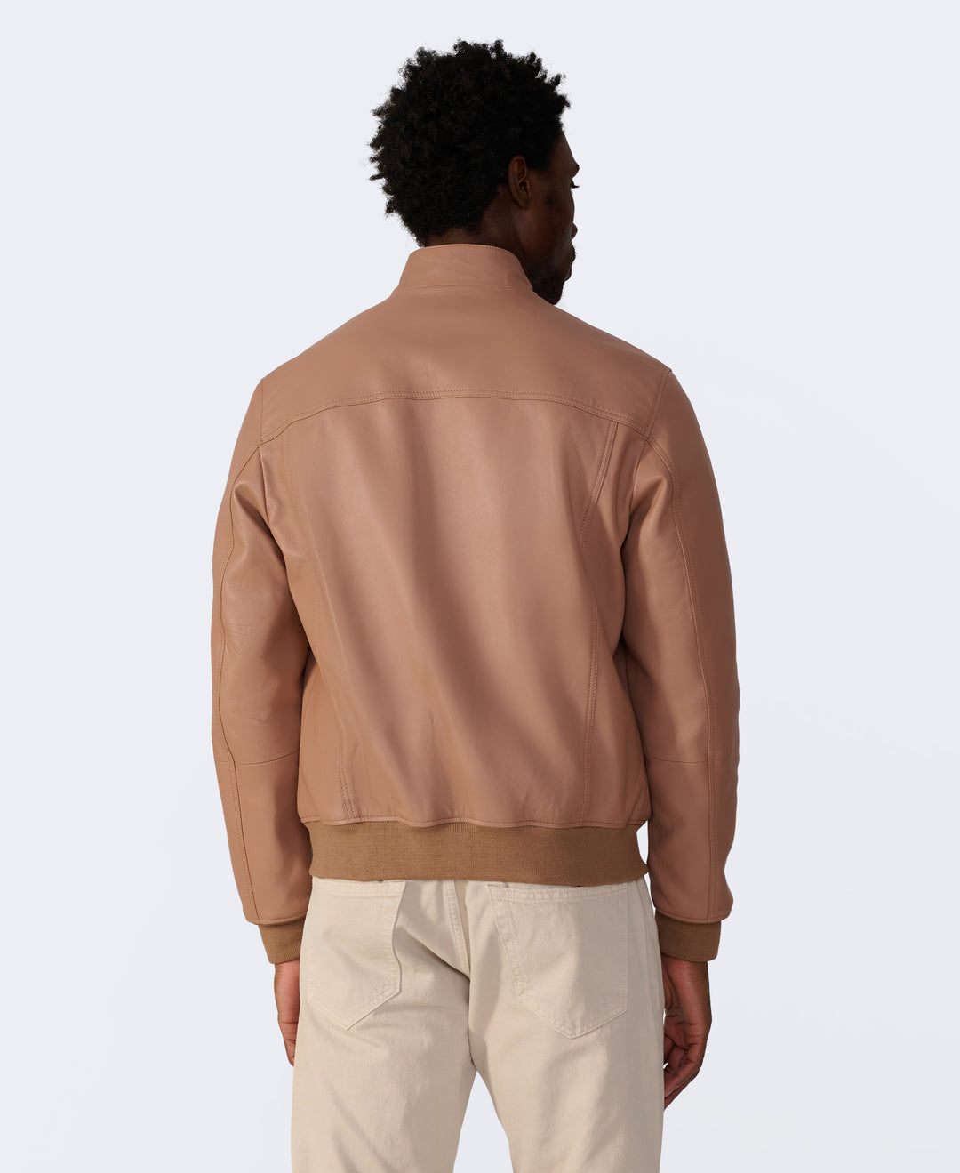 Back of tan leather jacket