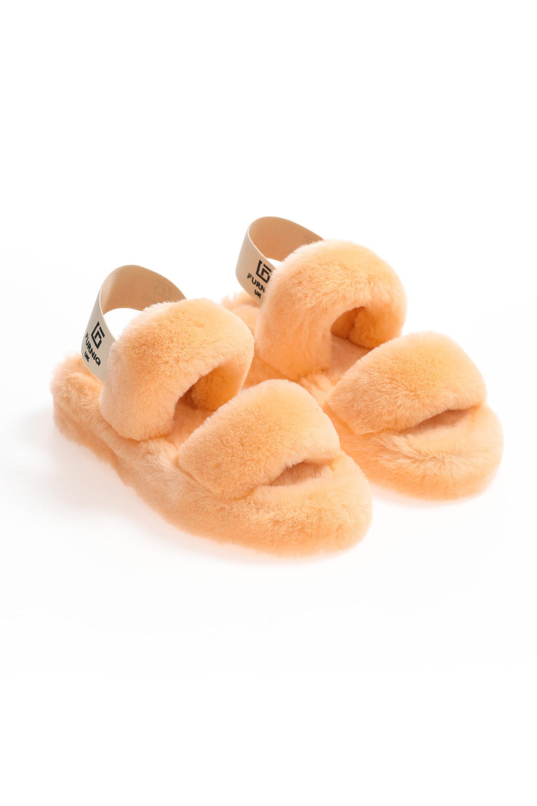 Salmon shearling double-strap slides