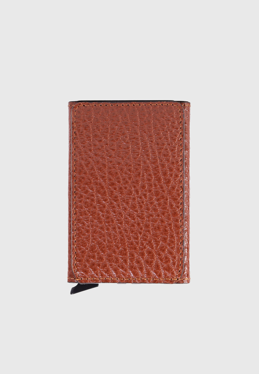 Tan pebble leather card holder