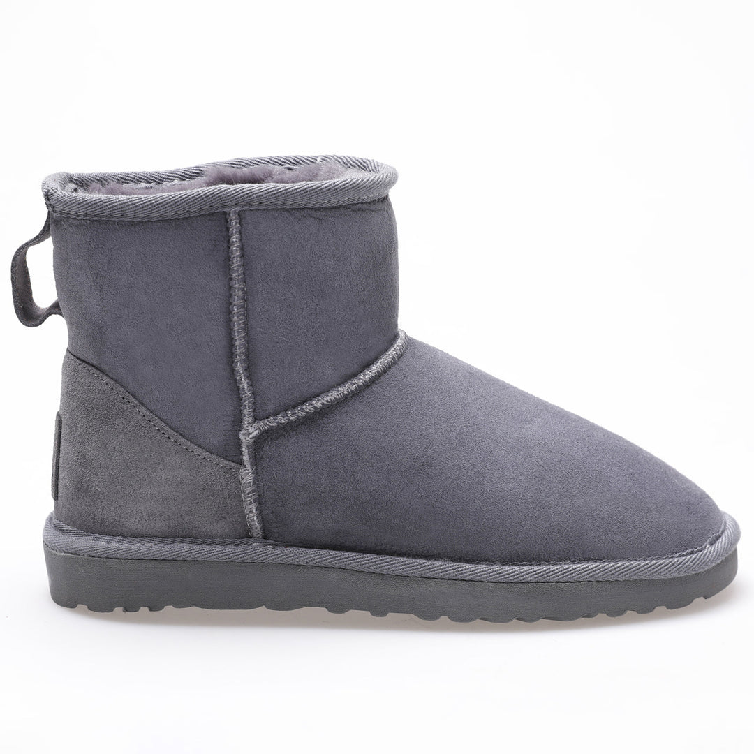 Grey suede sheepskin ankle boots