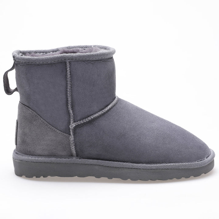 Grey suede sheepskin ankle boots