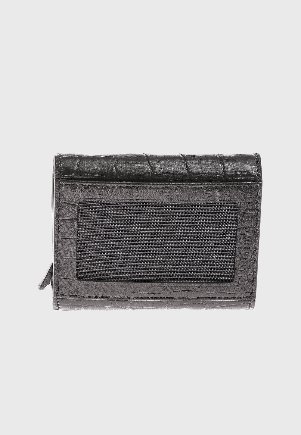 Black crocodile-pattern leather wallet