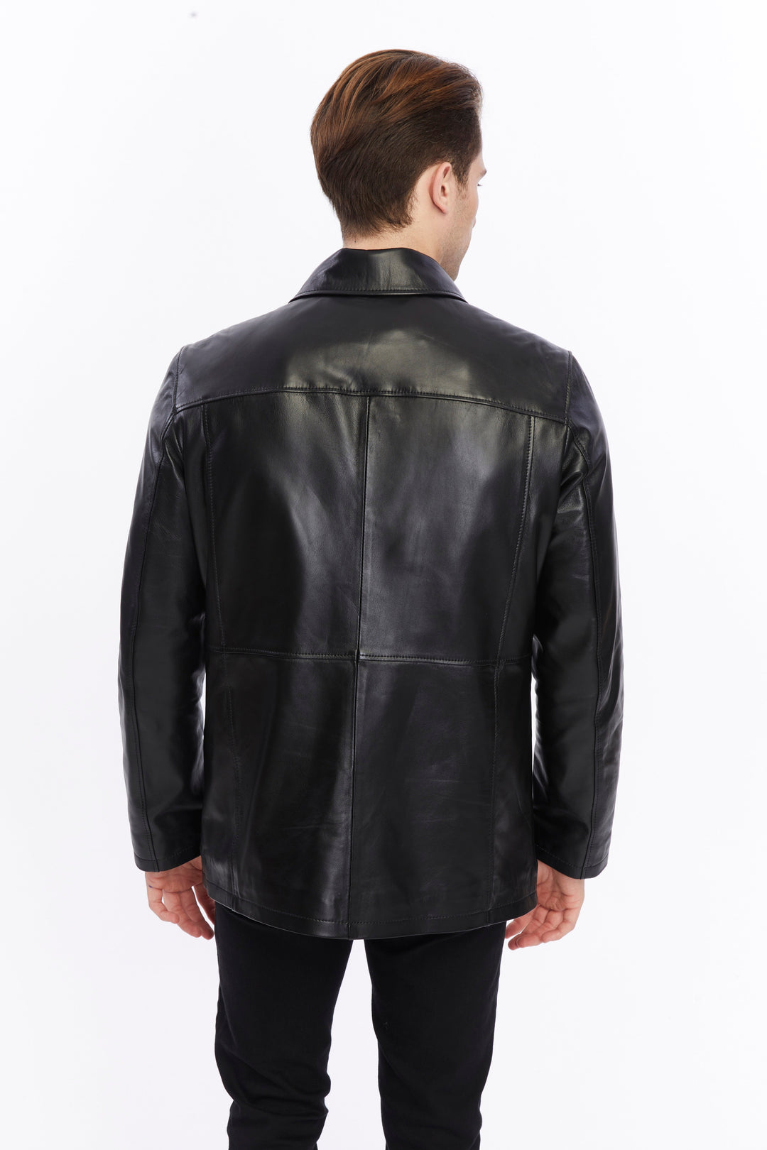 Black leather jacket - back view