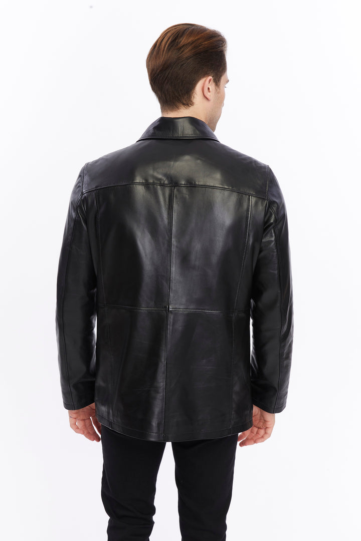 Black leather jacket - back view