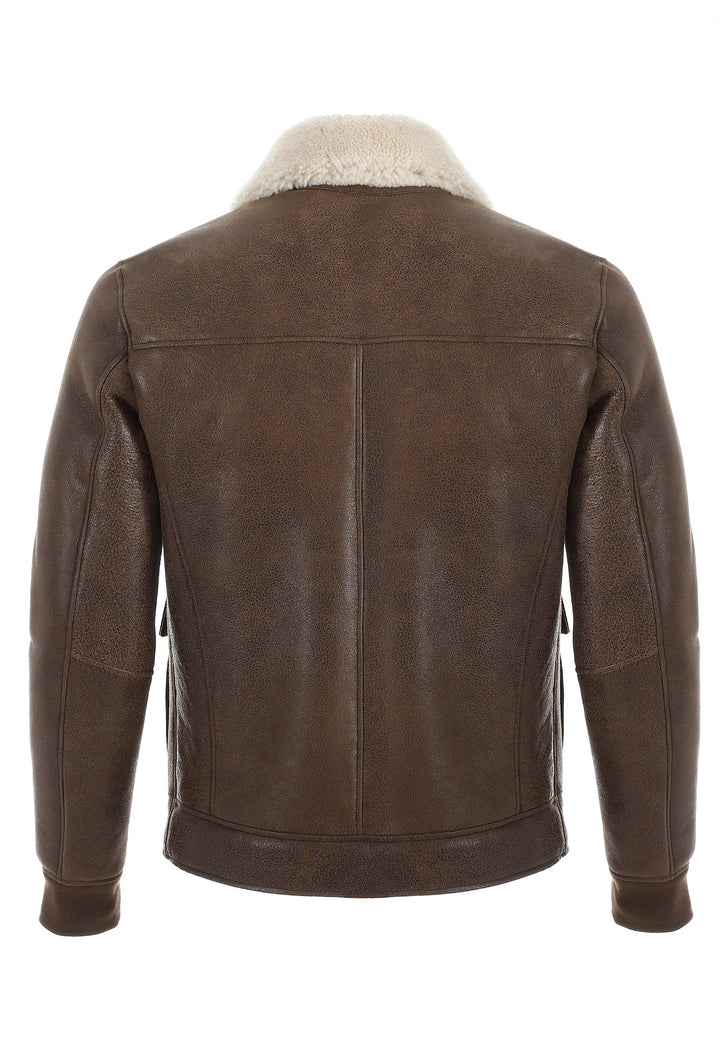 Brown sheepskin jacket back view