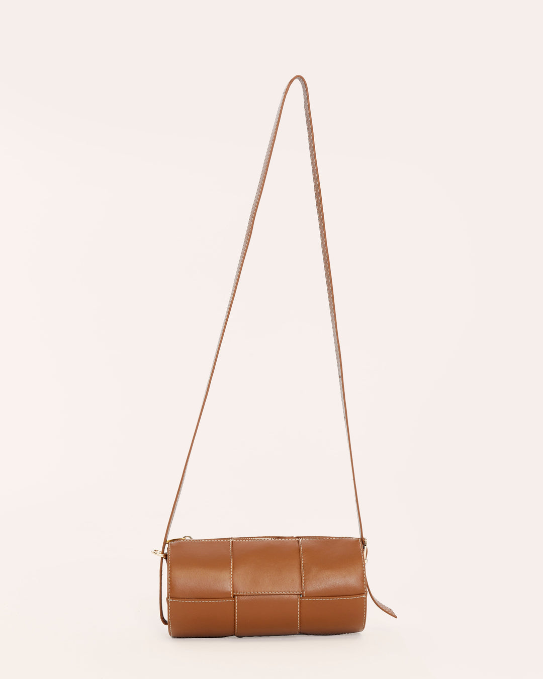 Tan woven leather shoulder bag