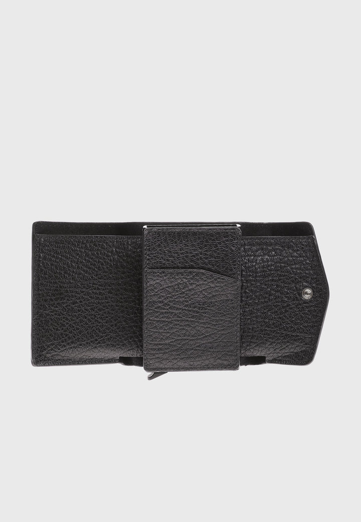 Black leather snap wallet