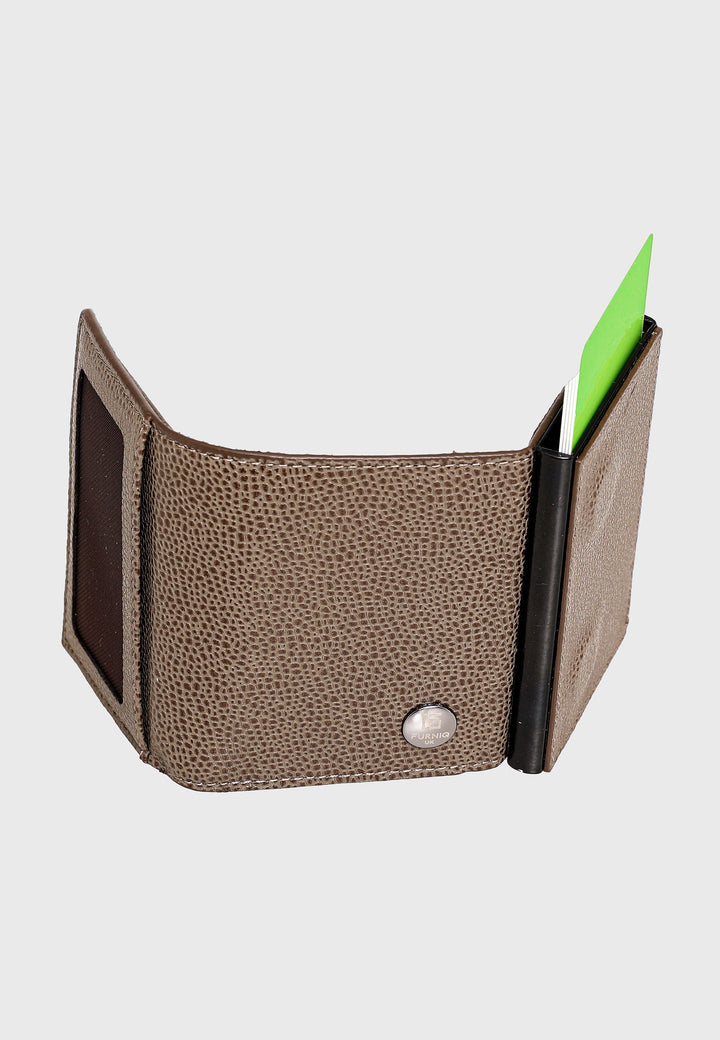 Brown caviar leather trifold card holder