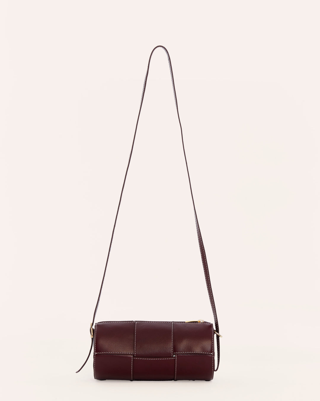 Burgundy woven leather shoulder bag