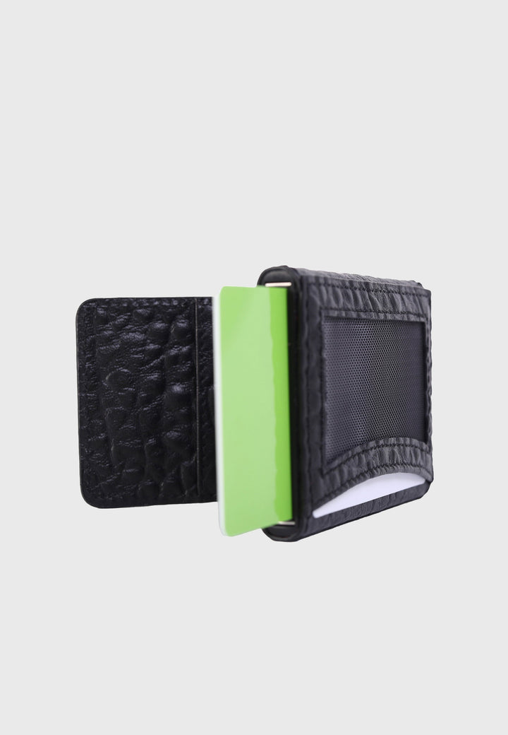 Black genuine leather card holder