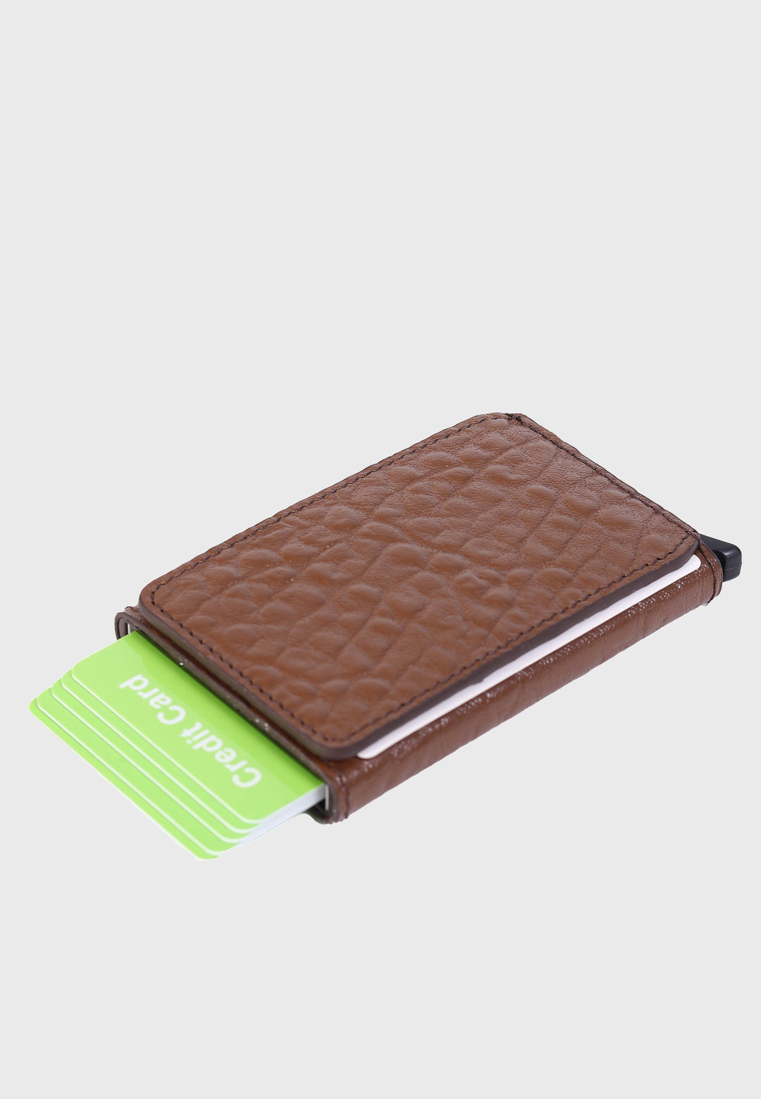 Brown leather elephant-pattern card holder