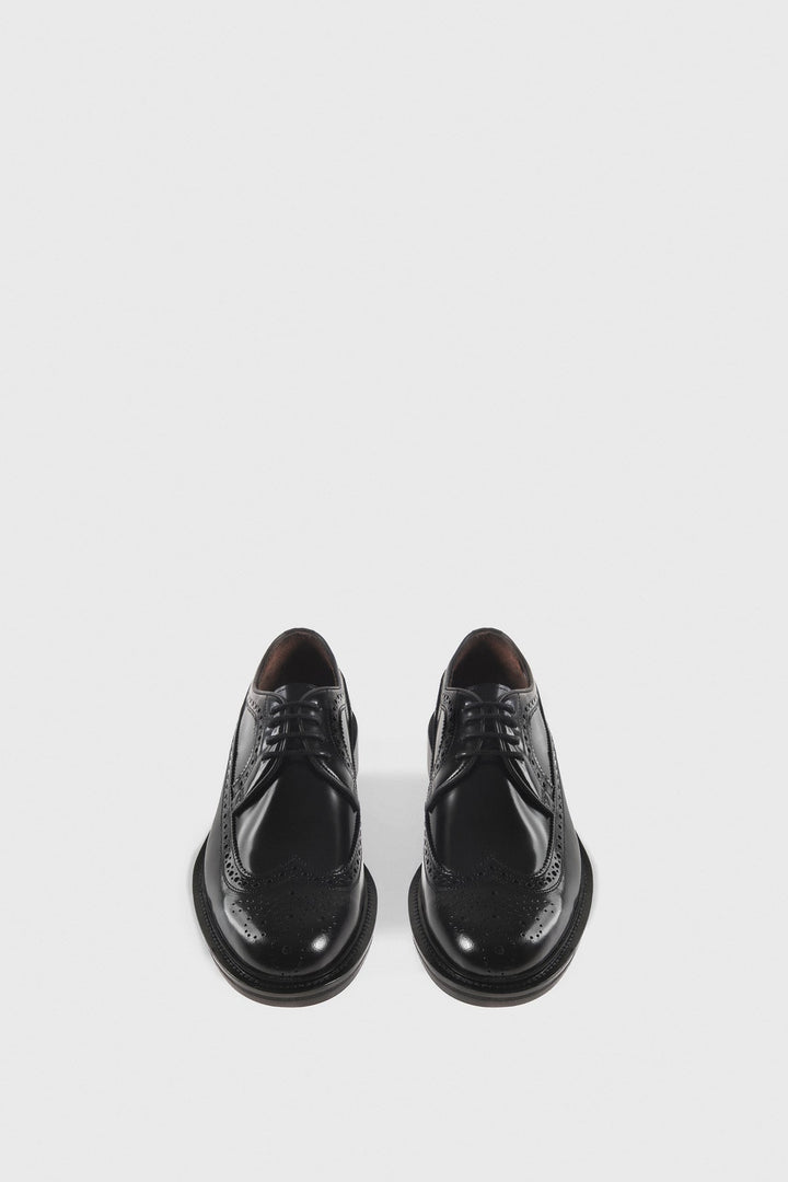 Black leather men's brogue shoes