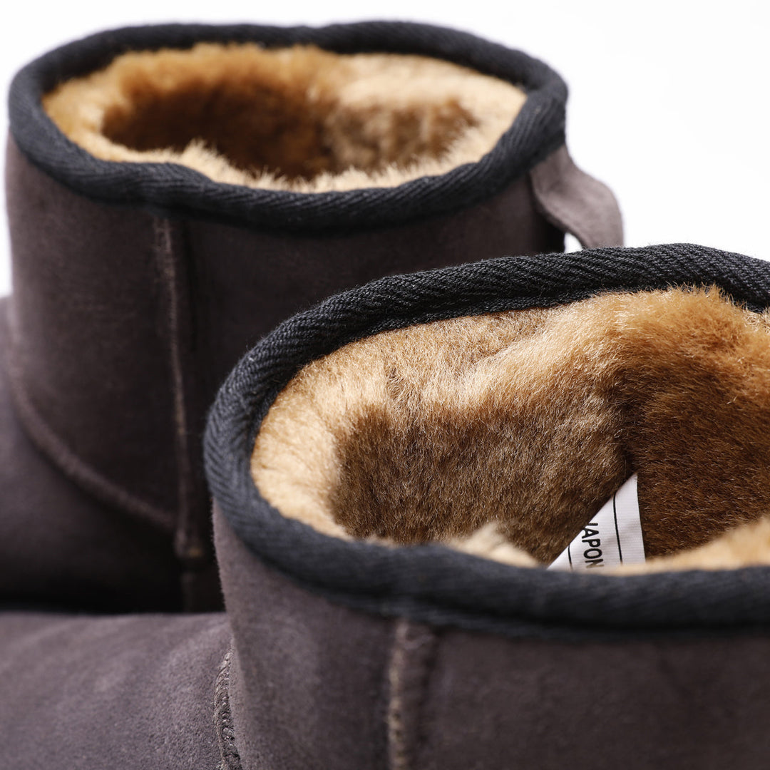 Brown suede sheepskin short boots