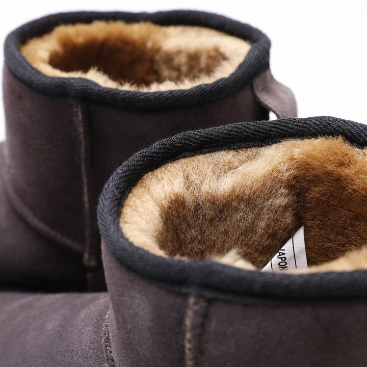 Brown suede sheepskin short boots