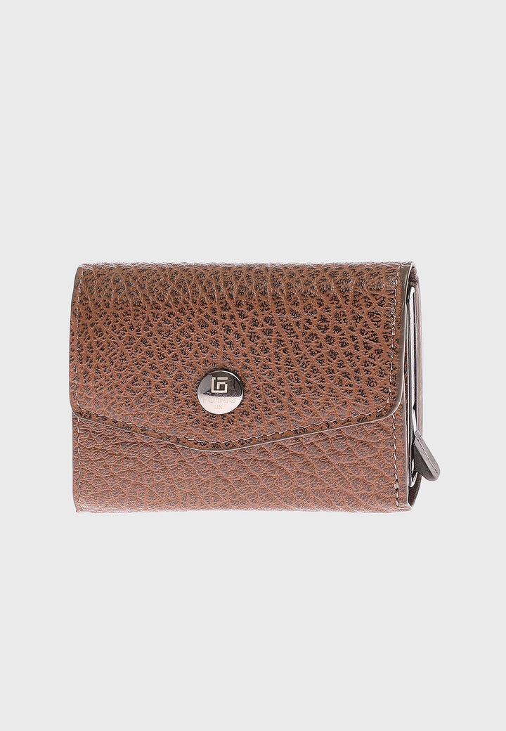 Brown textured leather snap wallet