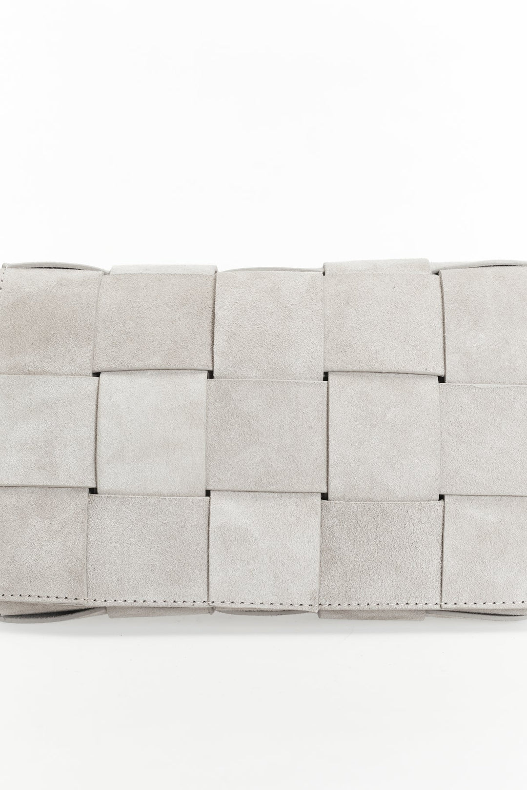 Beige woven suede rectangular handbag