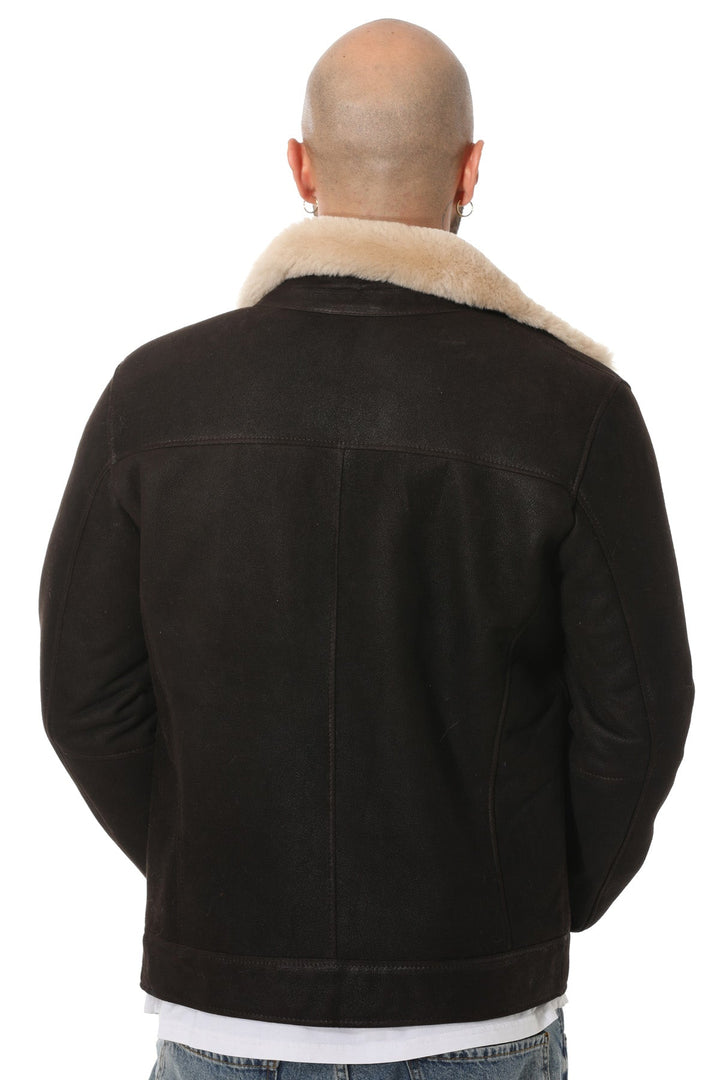 Back view brown sheepskin jacket