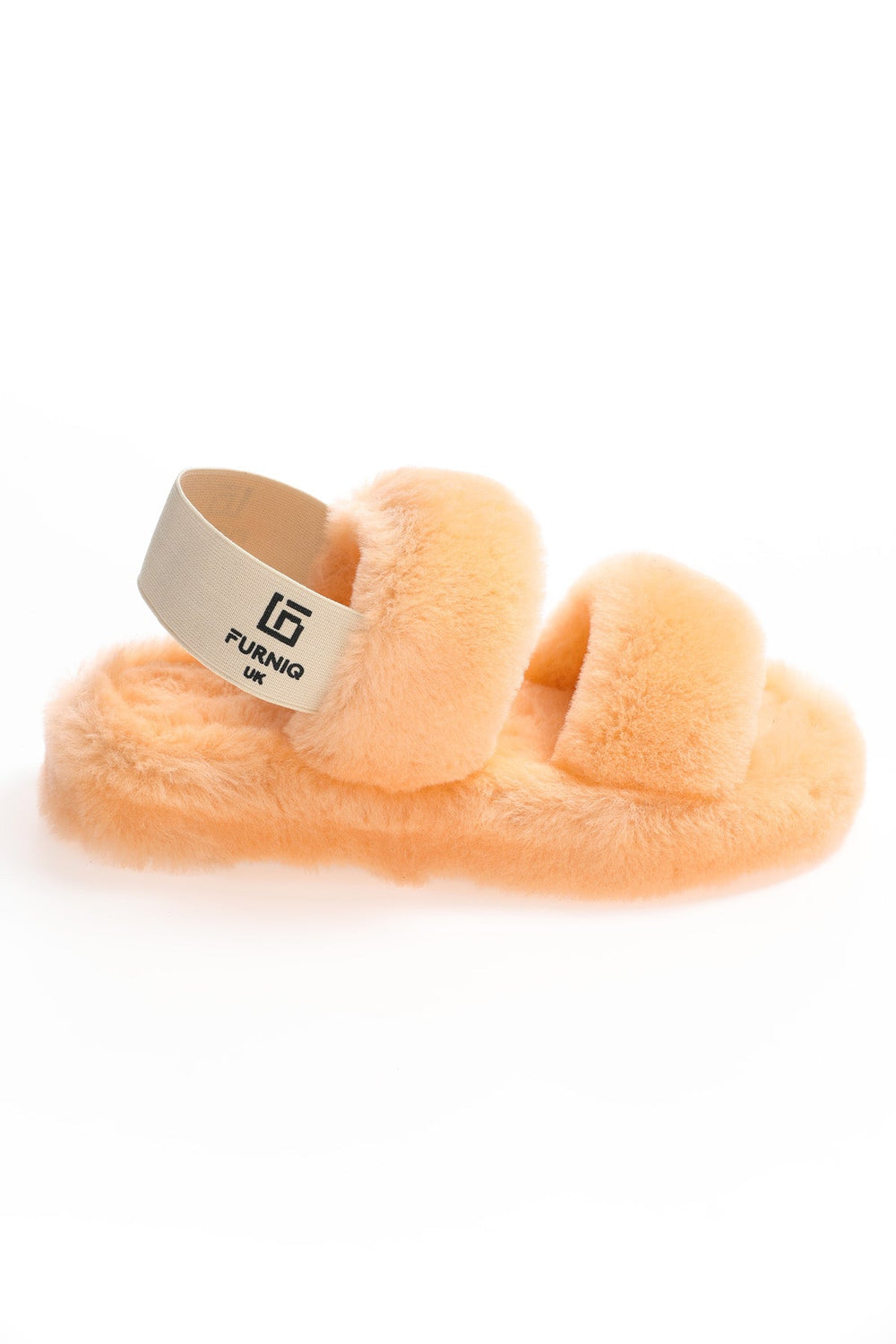 Salmon shearling double-strap slide