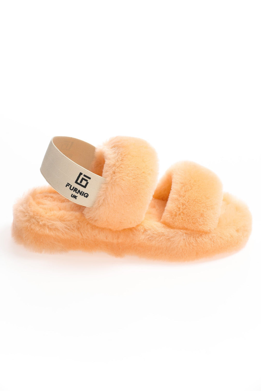 Salmon shearling double-strap slide