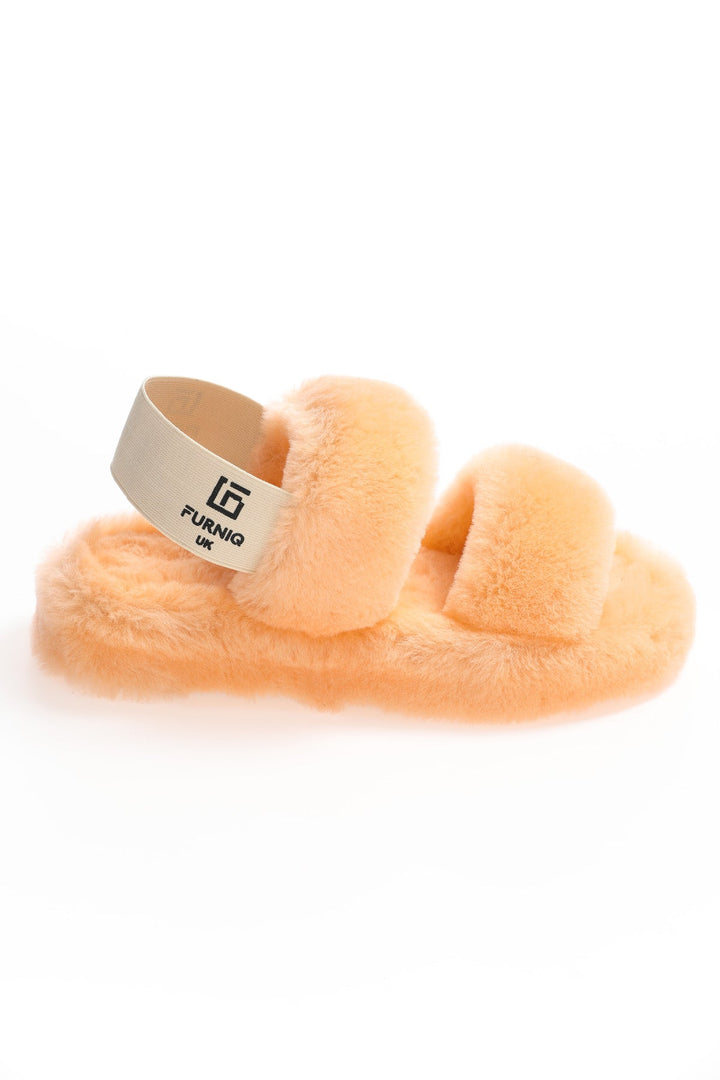 Salmon shearling double-strap slide