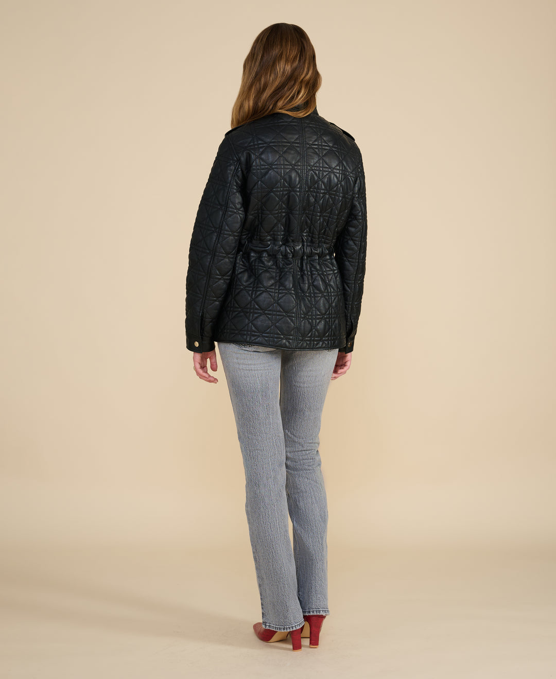 Reese Black Quilted Leather Field Jacket