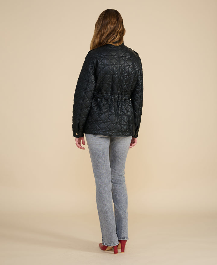 Reese Black Quilted Leather Field Jacket