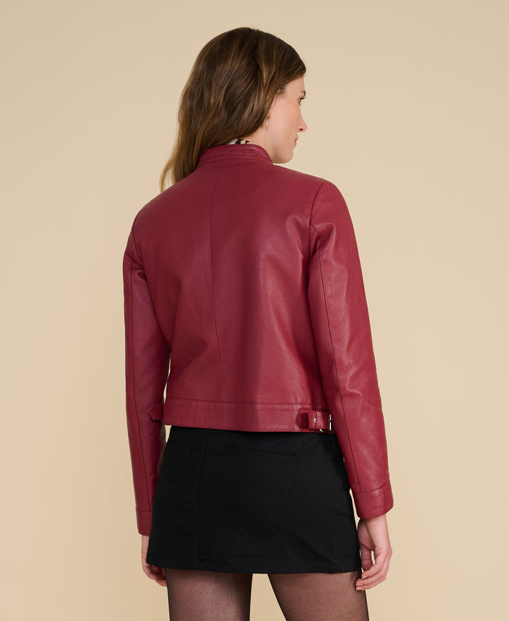 Blair Light Burgundy Leather Jacket