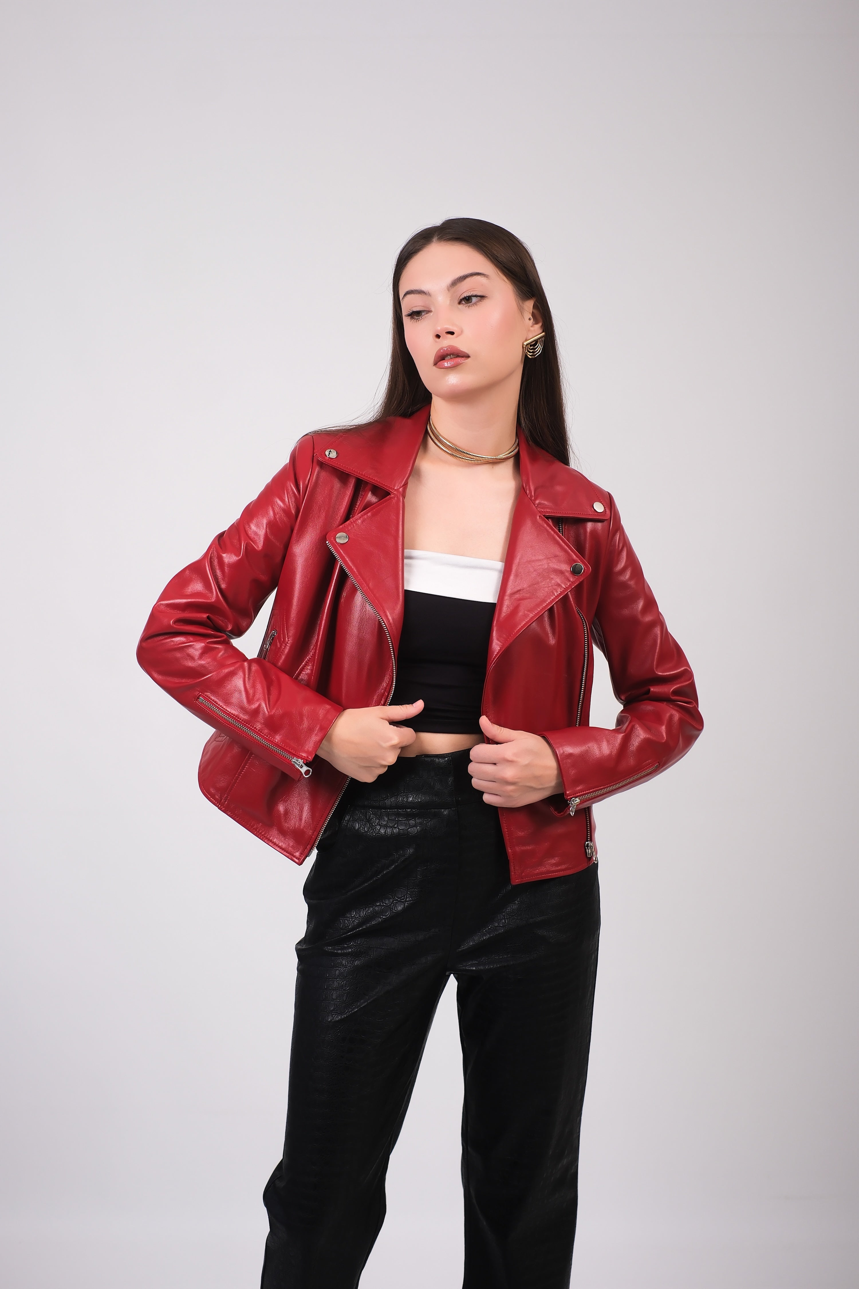 Women's Leather Jacket, Red