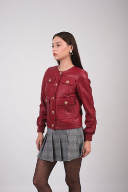 Image of Women's Leather Jacket, Red