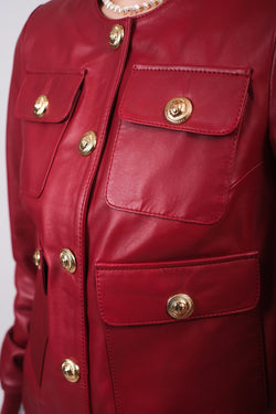 Image of Women's Leather Jacket, Red