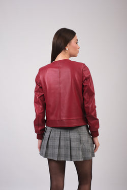 Image of Women's Leather Jacket, Red