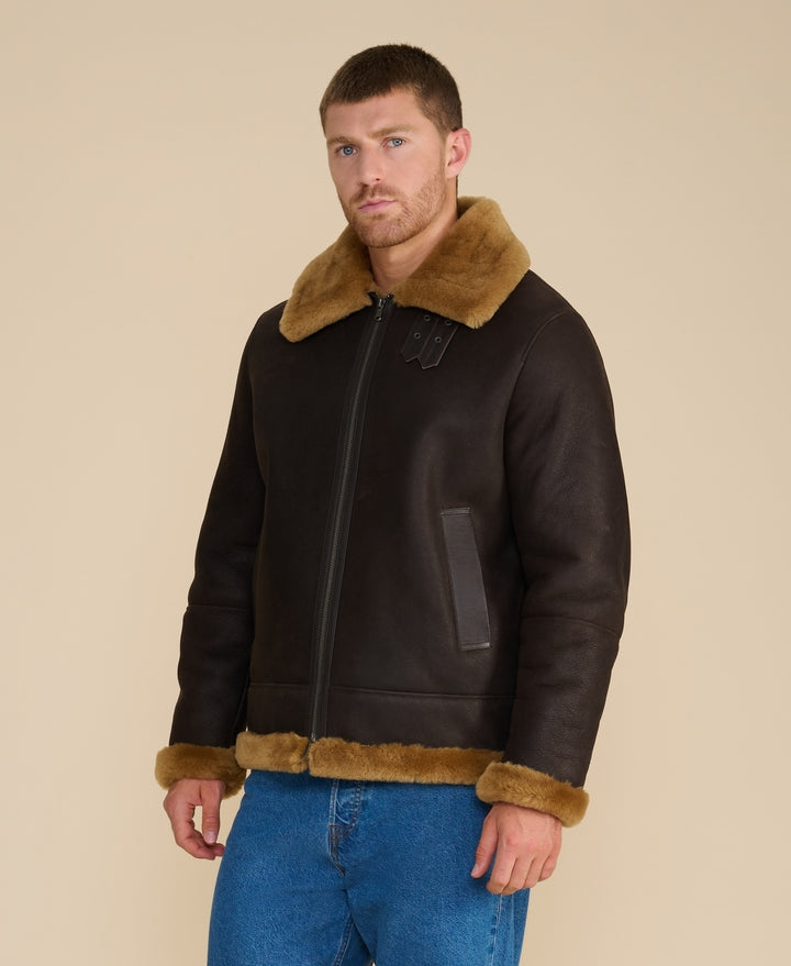 Rupert Suede Shearling Aviator Jacket