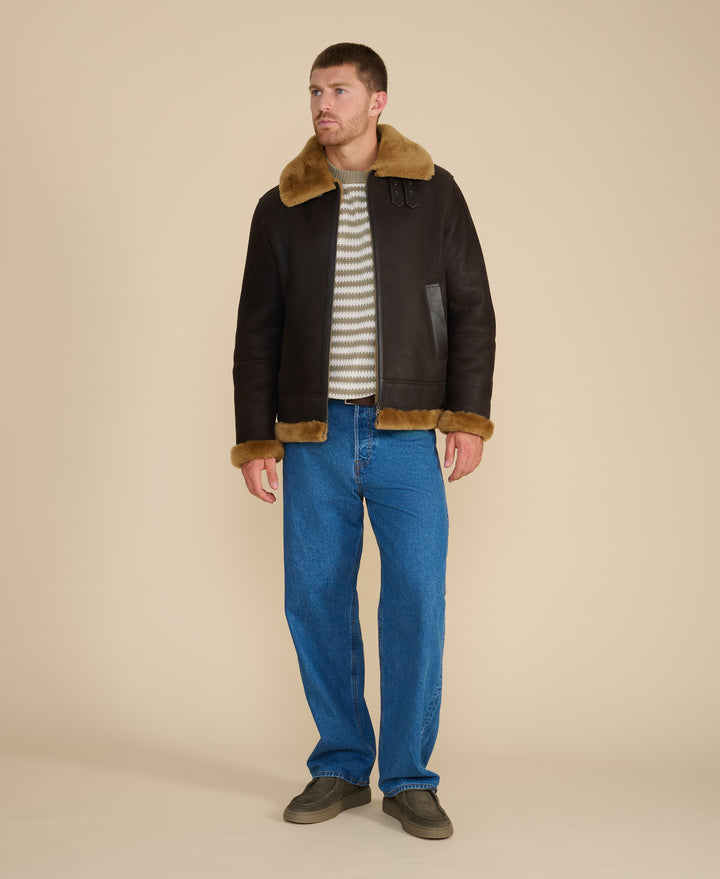 Rupert Suede Shearling Aviator Jacket