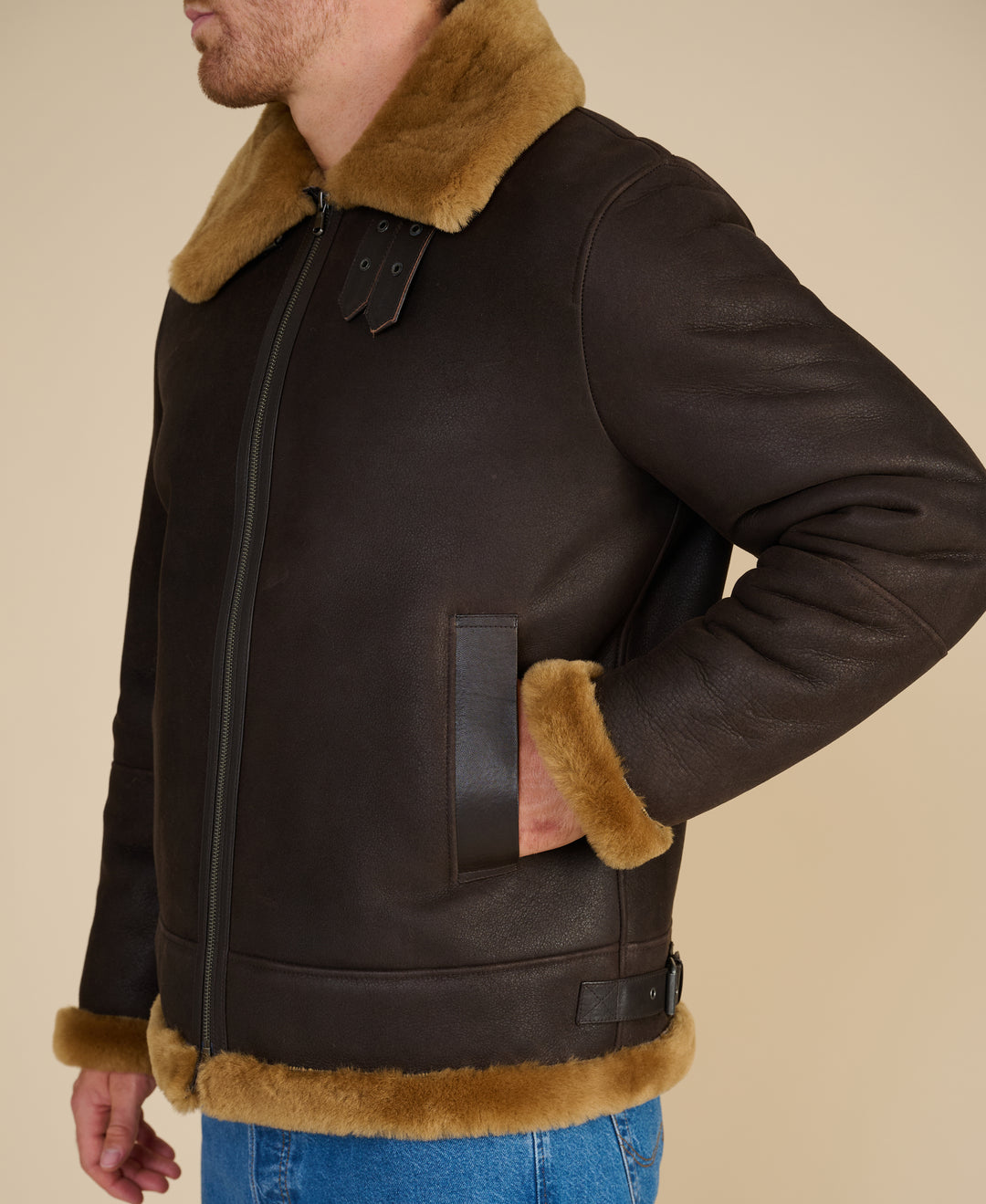 Rupert Suede Shearling Aviator Jacket