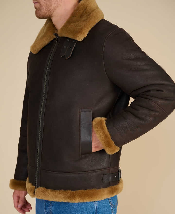 Rupert Suede Shearling Aviator Jacket
