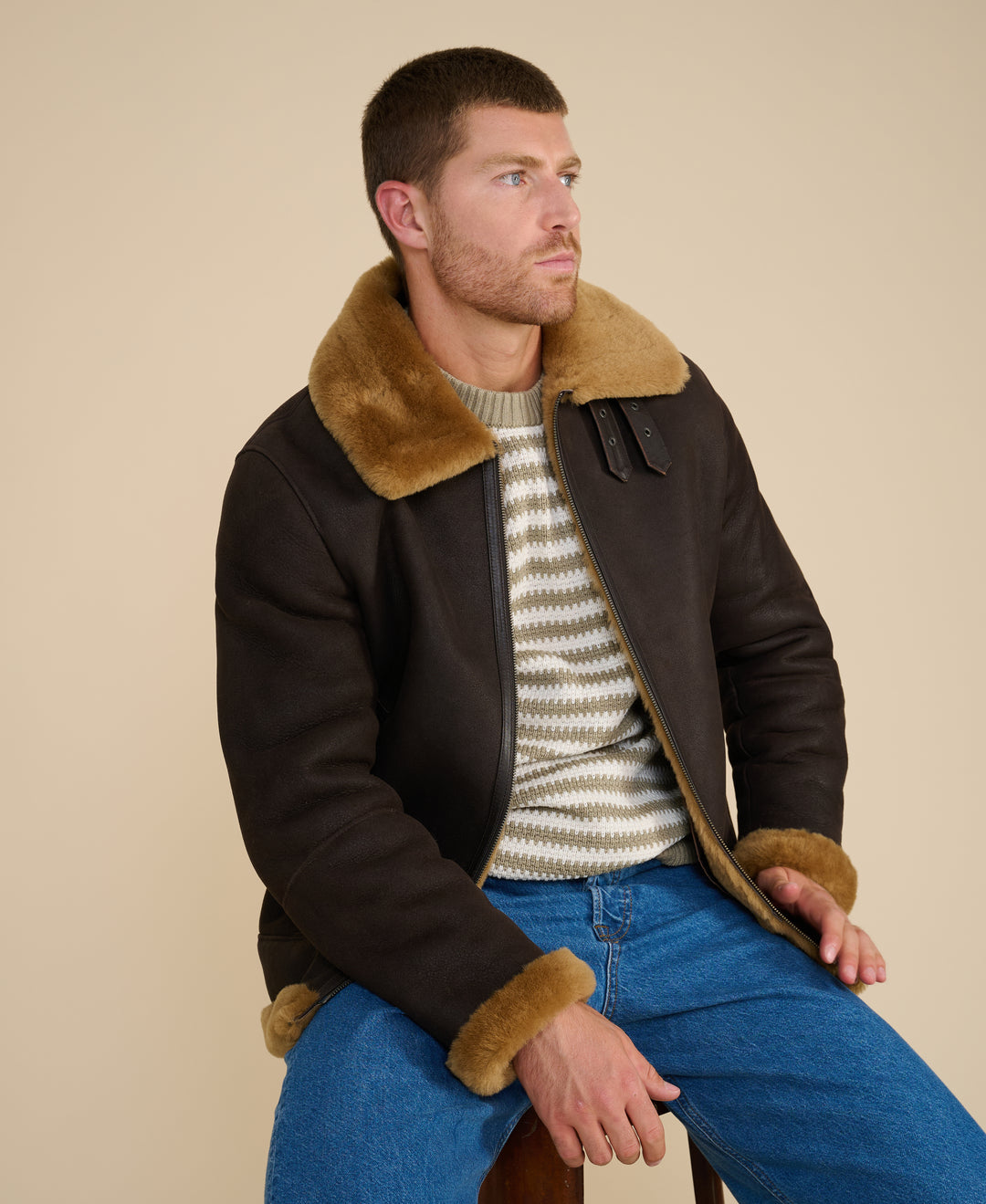 Rupert Suede Shearling Aviator Jacket
