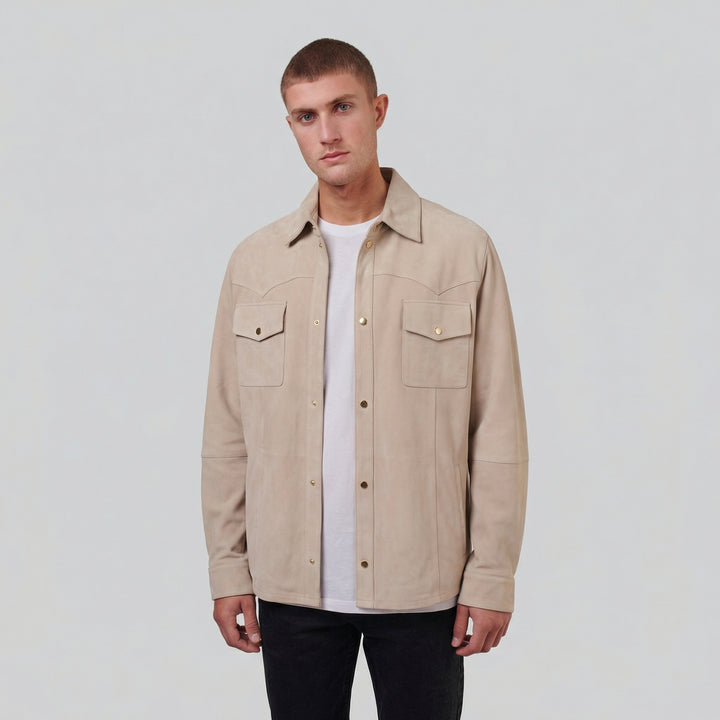 Jett Beige Suede Shirt Jacket