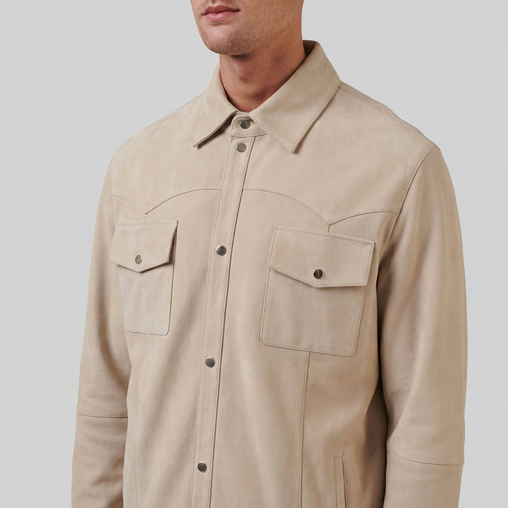 Jett Beige Suede Shirt Jacket