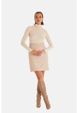 Image of Women's Leather Skirts, Beige