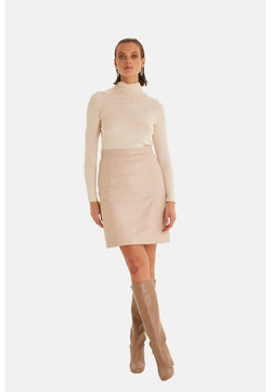 Image of Women's Leather Skirts, Beige