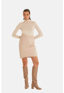 Image of Women's Leather Skirts, Beige