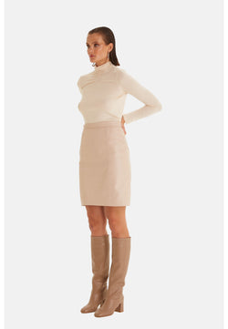 Image of Women's Leather Skirts, Beige