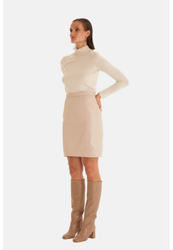 Image of Women's Leather Skirts, Beige