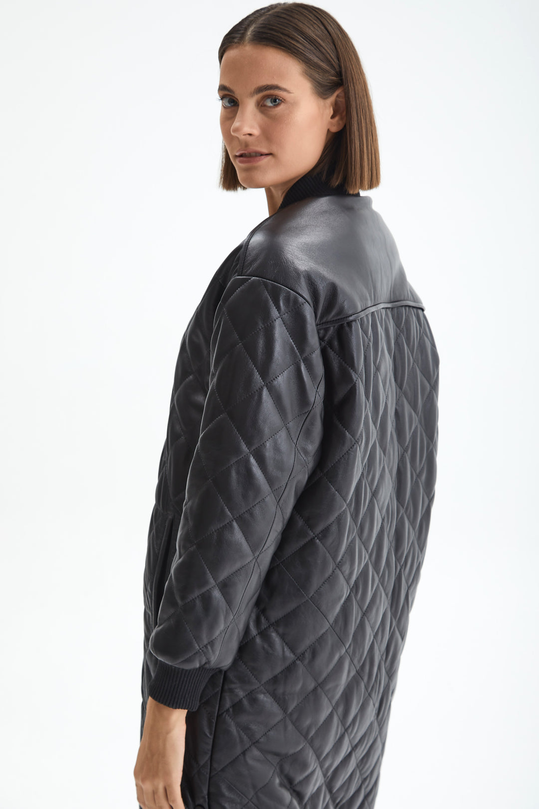 Kensington Black Quilted Leather Coat