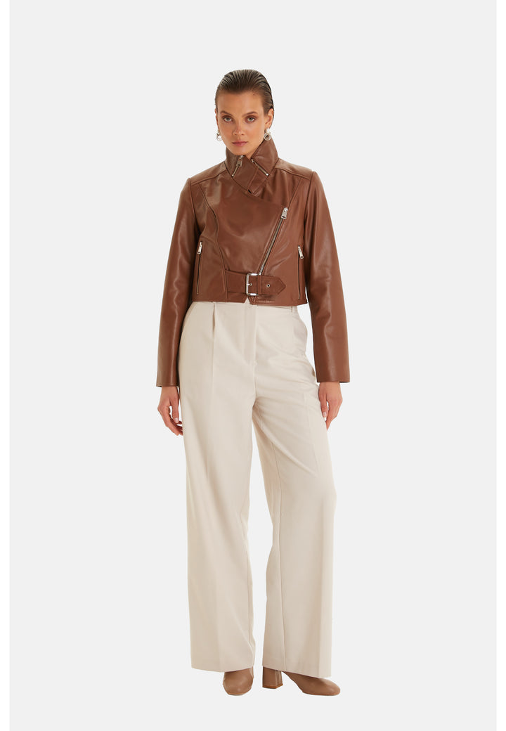 Women Leather Jacket, Nappa Whiskey