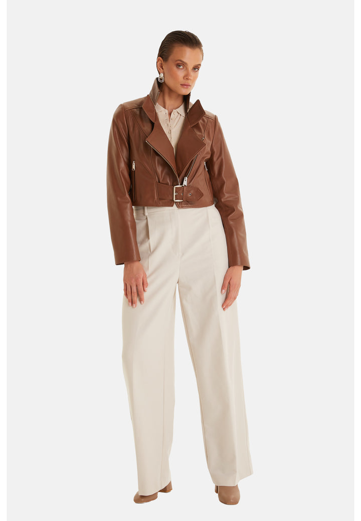 Women Leather Jacket, Nappa Whiskey
