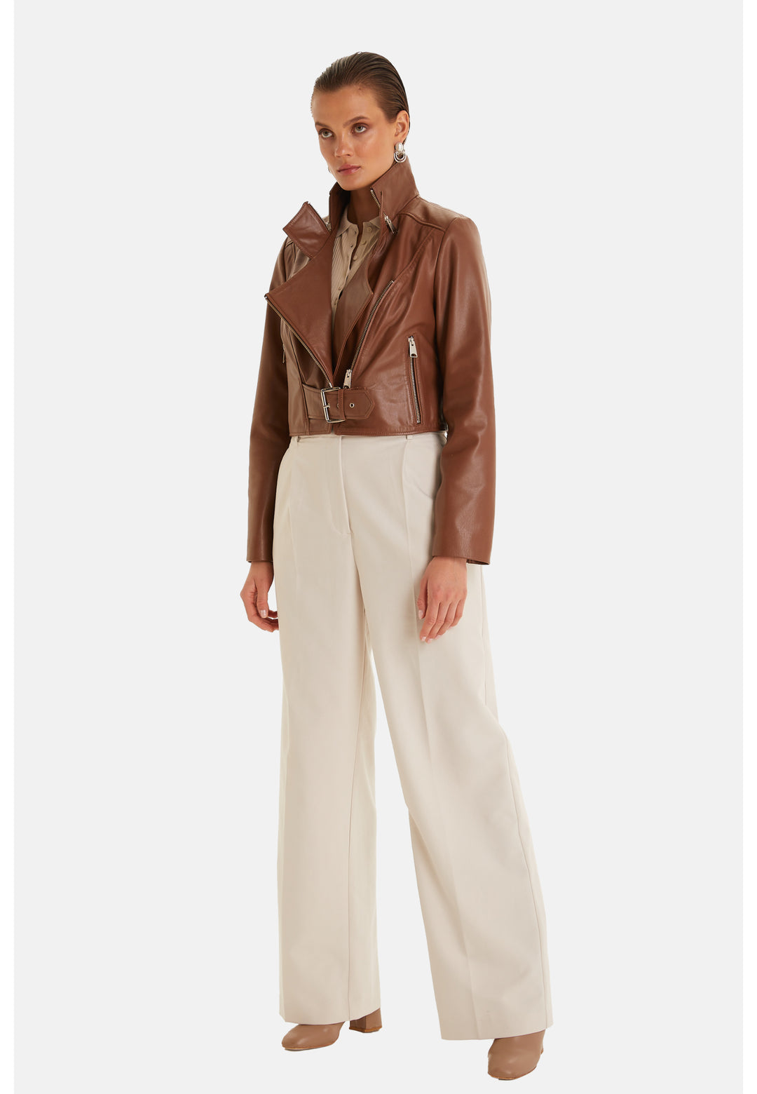 Women Leather Jacket, Nappa Whiskey