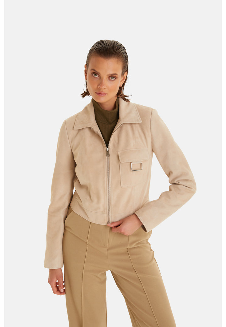 Women's Fashion Jacket, Suede Beige